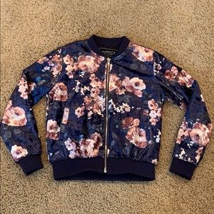 Velvet floral bomber jacket